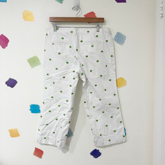 12 Lilly Pulitzer Vintage White Tag White Green Crab Print Cropped Pants - Picture 2 of 3